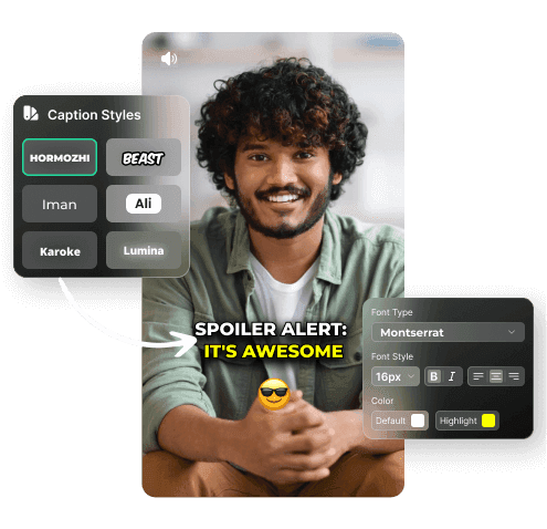 Add Animated Captions and emojis and customize them as you want